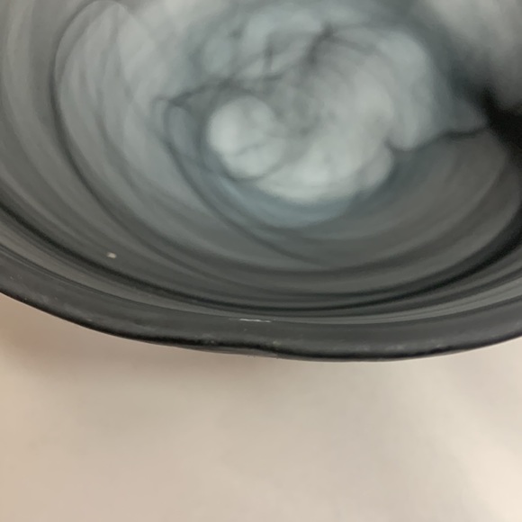 Set of 3 AKCAM Turkish glass BLACK SWIRL frosted soup / cereal bowls - Picture 9 of 9